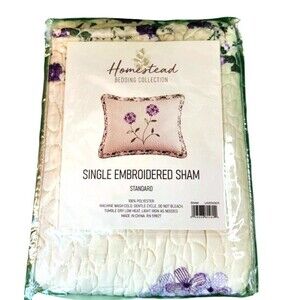 Homestead Bedding Embroidered Pillow Sham Quilted Lavender Standard Purple